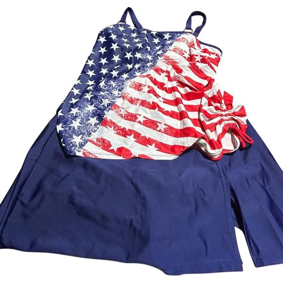 Patriotic Stars & Stripes Tankini skirt Swimsuit - Picture 1 of 3